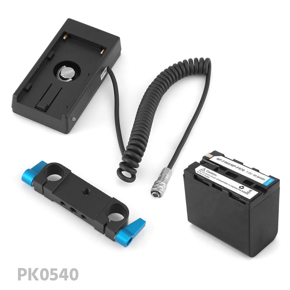 CGPro NP-F Battery Plate w/ BMPCC 4K Coiled Power Cable 12V Battery Plate - CINEGEARPRO