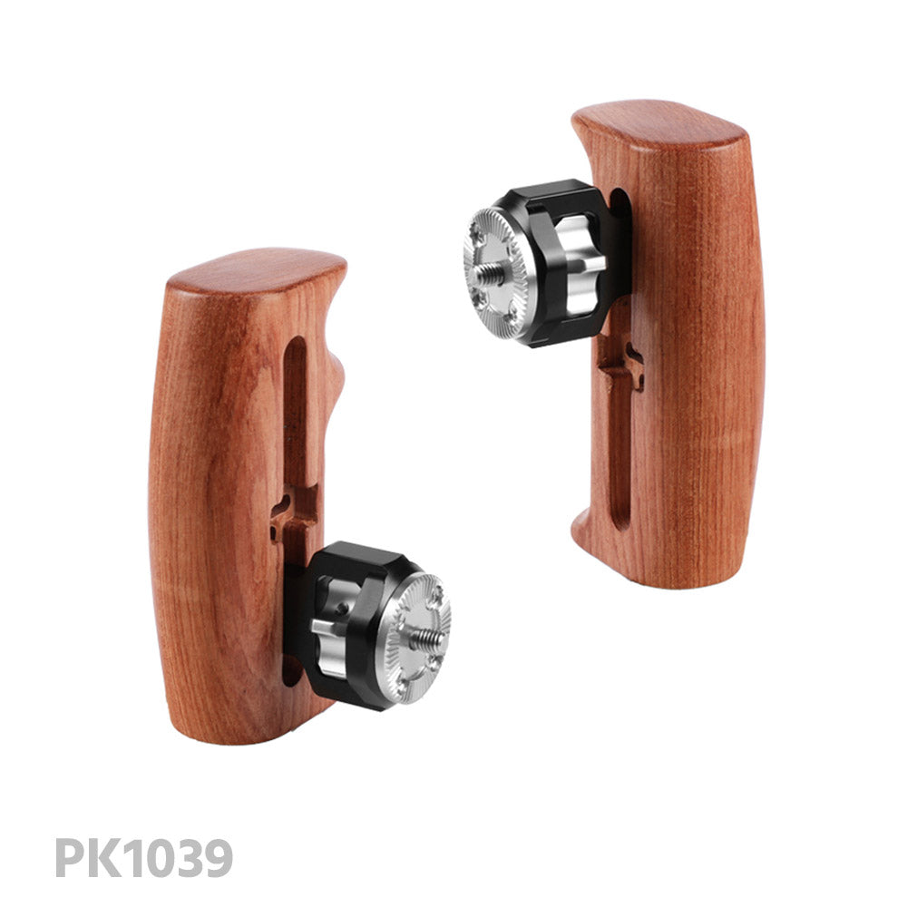 CGPro Adjustable Wooden Handgrip With Rosette Mount M6 Thumbscrew Connection For DLSR Camera Cage Kit (Either Side) Wooden Handles - CINEGEARPRO