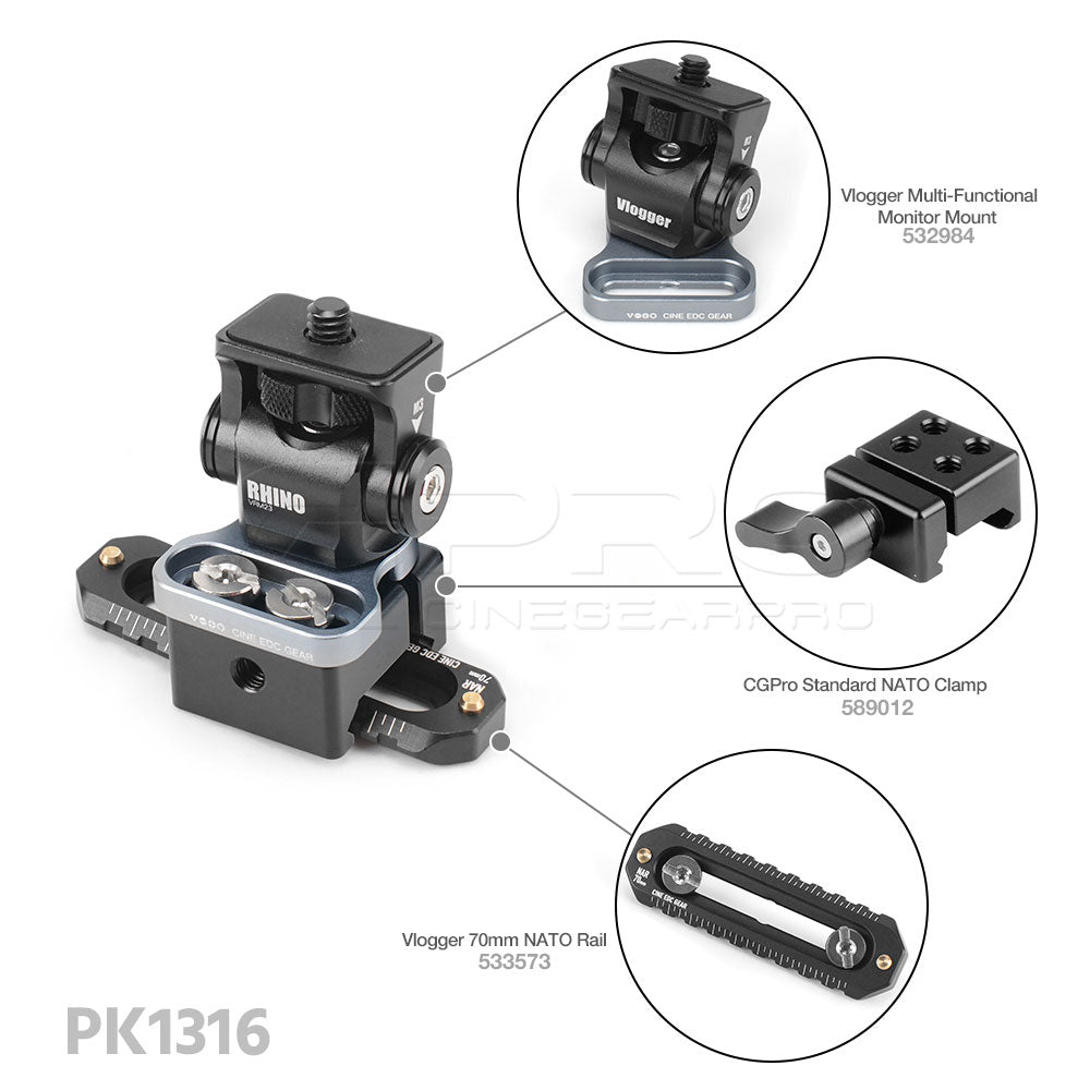 Vlogger Multi-Functional Monitor Mounting Kit Built-in HDMI Cable Clamp