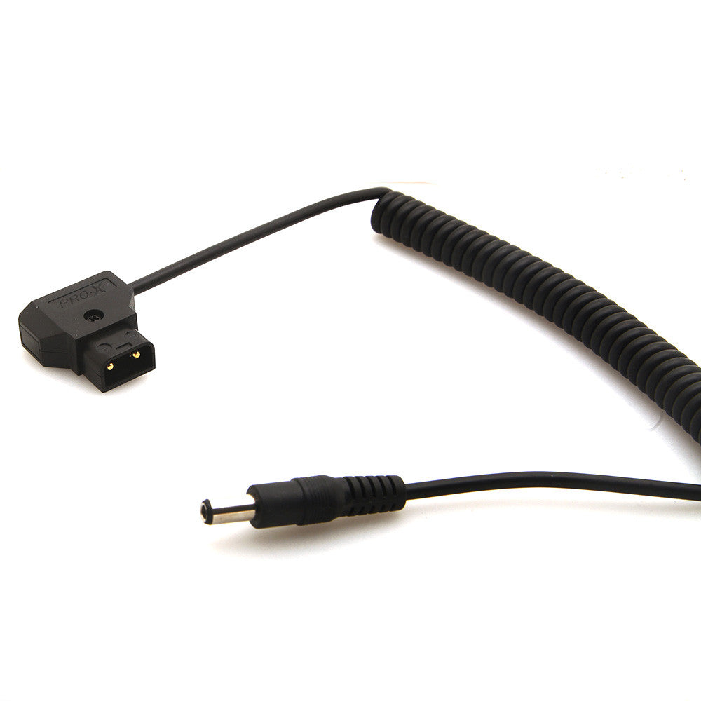 CGPro Coiled D-Tap Male to DC 5.5x2.5mm Cable for DSLR Rig Power V-Mount Anton Battery Power Cable - CINEGEARPRO