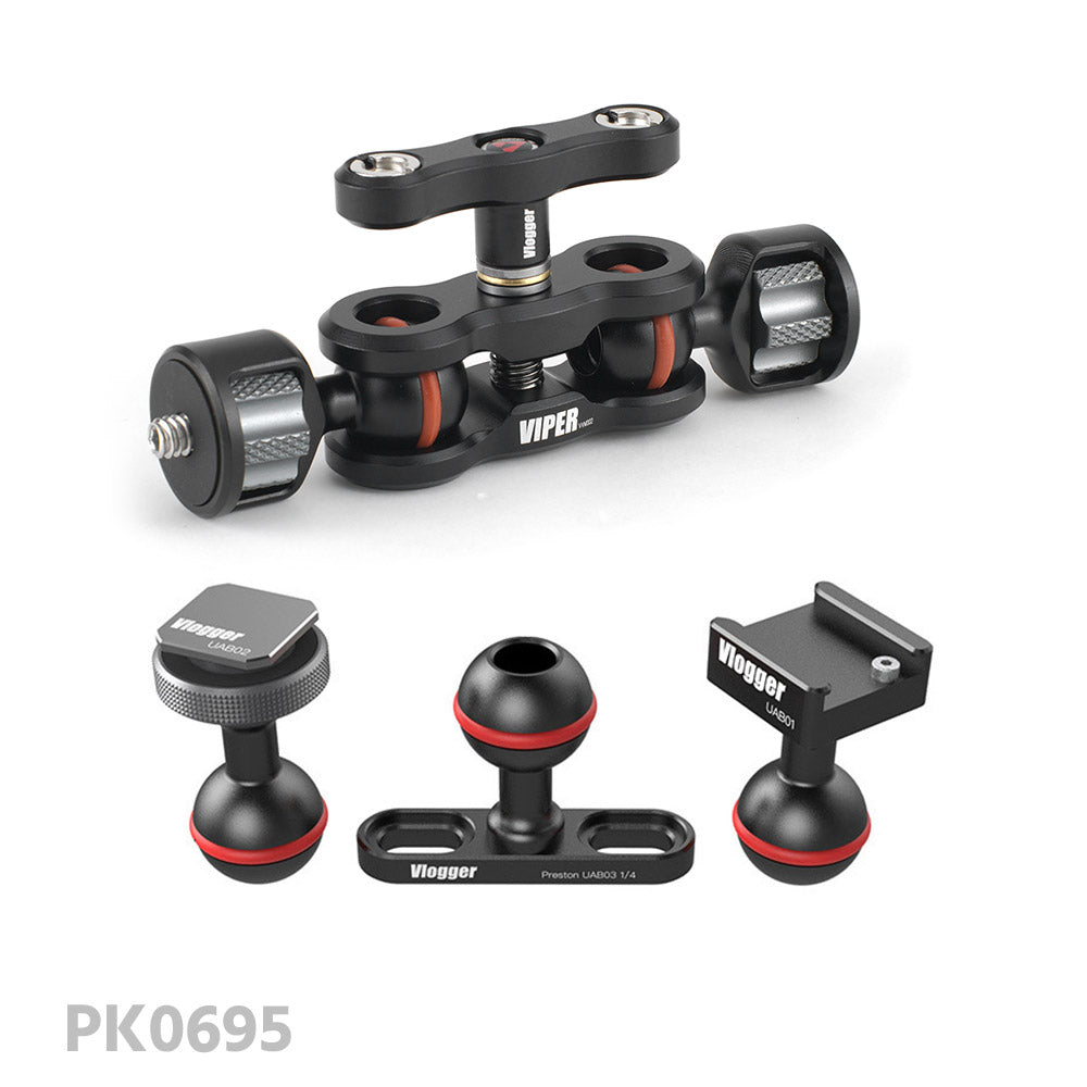 Vlogger Ultra Arm Ball Kit For VIPER Magic Arm With Cold Shoe Mount and Adapter Articulated Arms - CINEGEARPRO