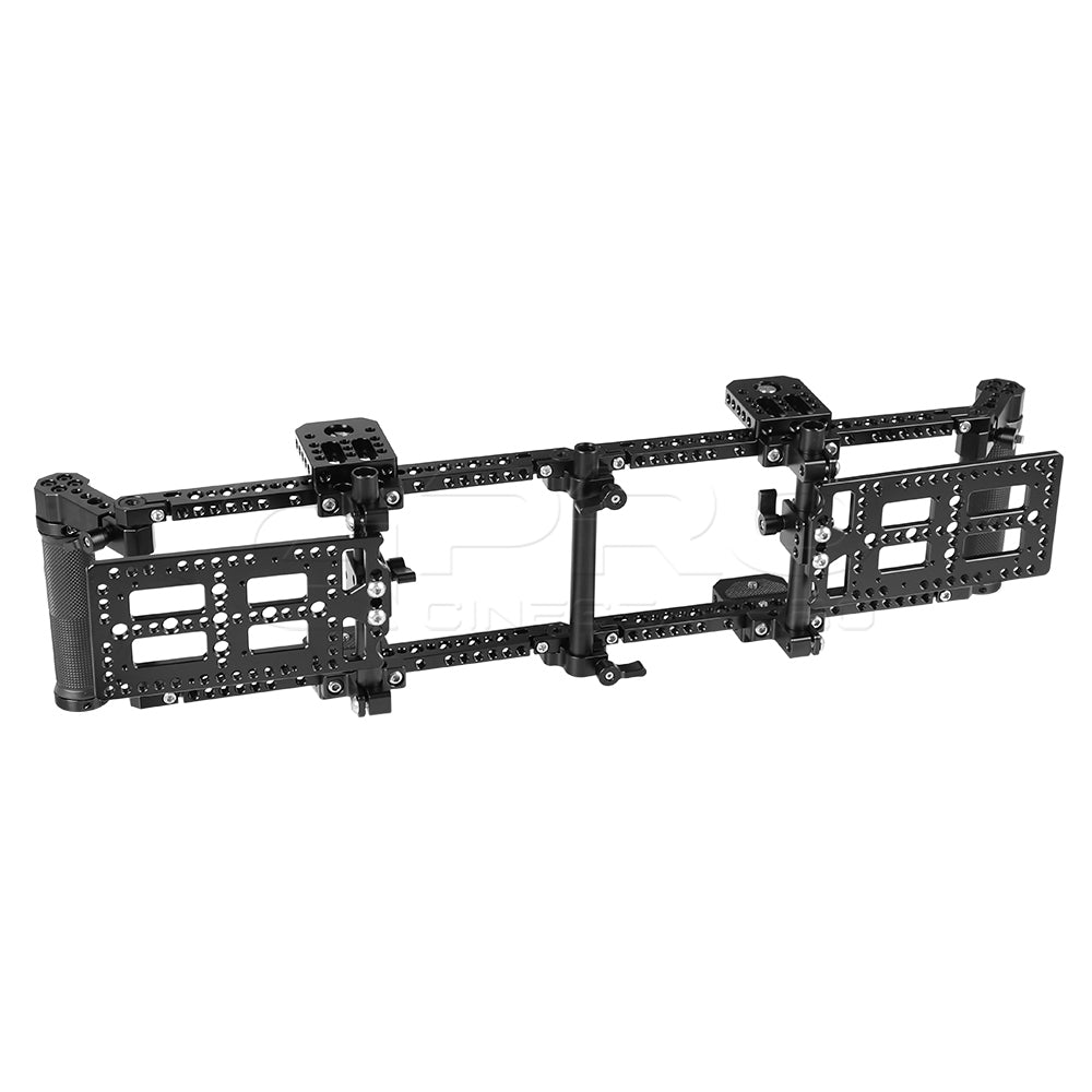 CGPro Double Adjustable 7" Director's Monitor Cage Rigs With Dual Rubber Grips & Double Battery Plate Monitor Cages - CINEGEARPRO