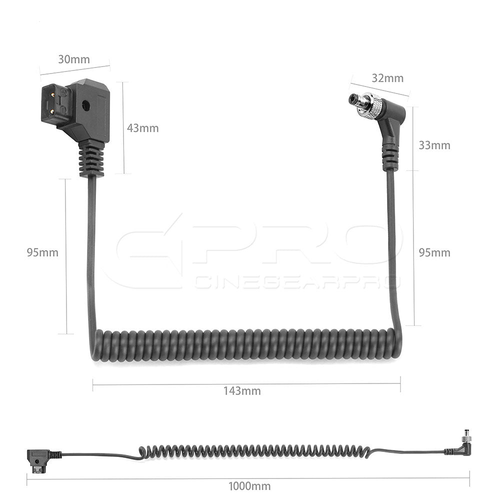 CGPro Coiled D-Tap Male to DC 5.5x2.5mm Locking Cable