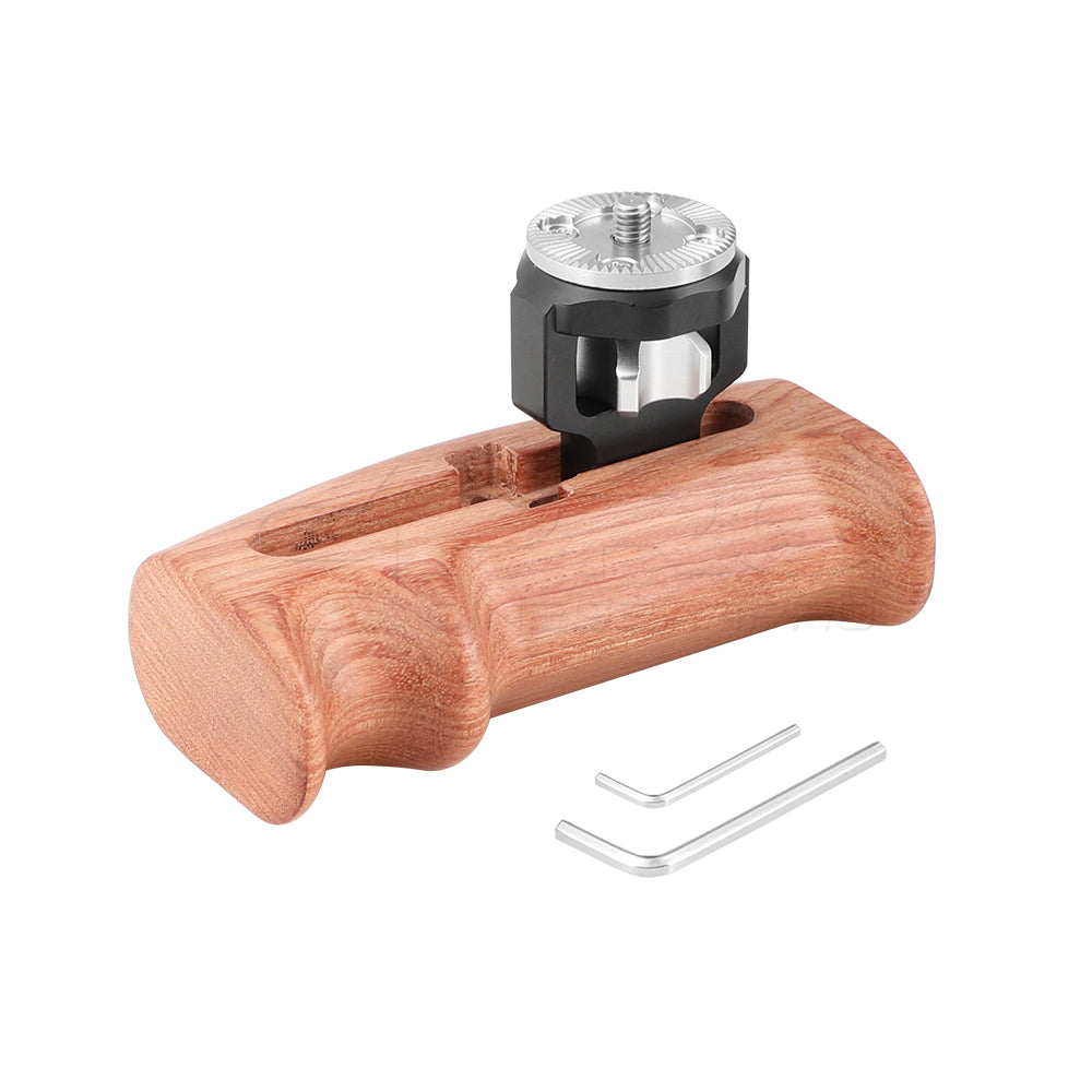 CGPro Adjustable Wooden Handgrip With Rosette Mount M6 Thumbscrew Connection For DLSR Camera Cage Kit (Either Side) Wooden Handles - CINEGEARPRO