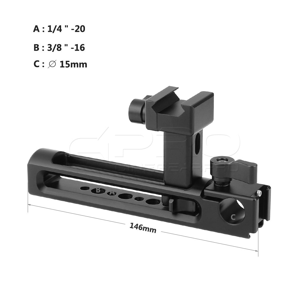 CGPro NATO Top Handgrip (Aluminum) With Built-in 15mm Rod Clamp & Shoe Mount Adapters For DSLR Camera Cage Kit Top Handles - CINEGEARPRO