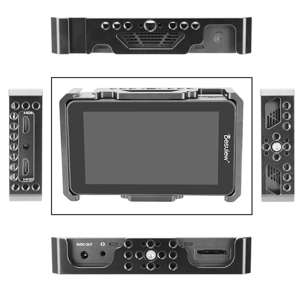 CGPro Desview R6 UHB 5.5 Inch 2800nit 4K Monitor Protective Cage Kit With 1/4" Mounting Points & Shoe Mount