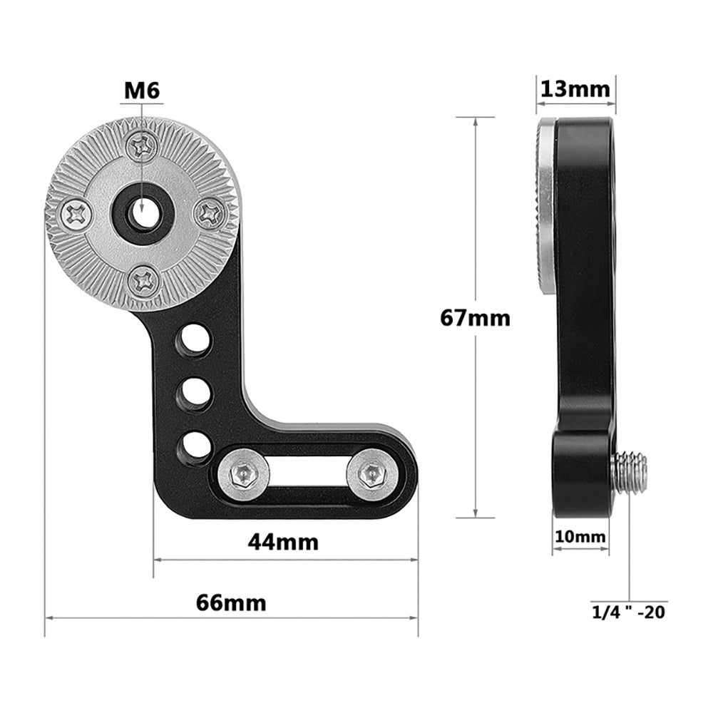 CGPro L Type ARRI Rosette Extension Mount M6 Thread Hole Connector With 1/4"-20 Mounting Groove / Points