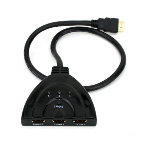 CGPro 3 Ports HDMI 1.3 Splitter Switcher 3x1 Auto Switch 3-In-1-Out With 50 CM Pigtail Cable HDMI Cable - CINEGEARPRO