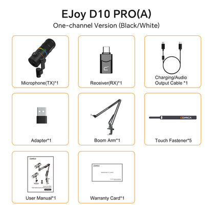 COMICA EJoy D10 PRO RGB Cardioid Dynamic Wireless Microphone