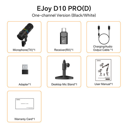 COMICA EJoy D10 PRO RGB Cardioid Dynamic Wireless Microphone