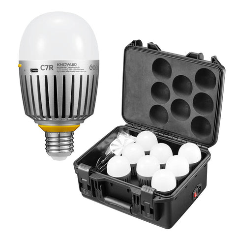 GODOX KNOWLED C7R K8 E27 RGBWW Creative Bulb 8-Light Kit For Practical Set Lighting With Built-In Battery