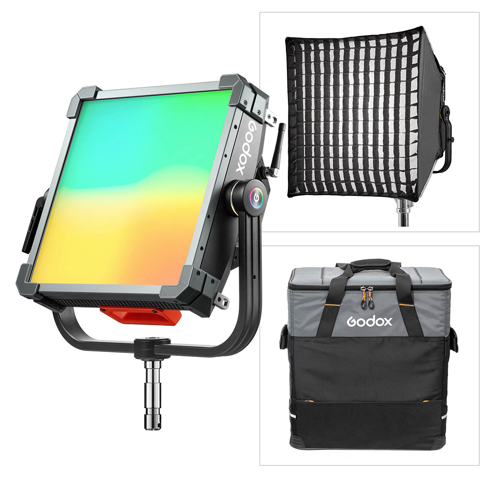 GODOX KNOWLED P300R K1 350W 1'X1' RGBWW PIXEL LED Light Panel Kit With Softbox And Carry Bag