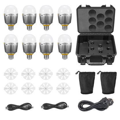 GODOX KNOWLED C7R K8 E27 RGBWW Creative Bulb 8-Light Kit For Practical Set Lighting With Built-In Battery
