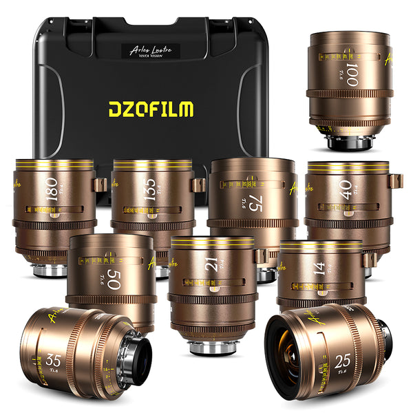 DZOFILM Arles Lustre 10-Lens Set Super Speed Vista Vision Cinema Prime Lens (Gold/PL Mount)
