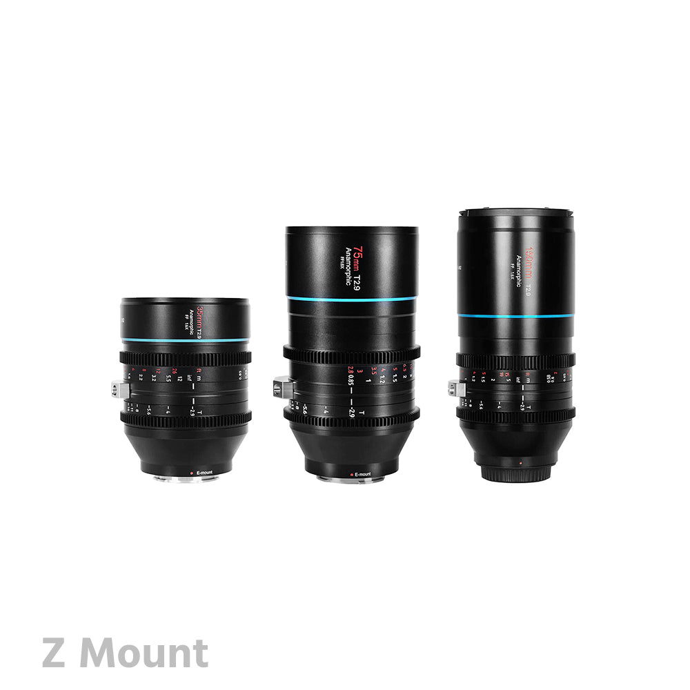 SIRUI Venus T2.9 1.6x Full-Frame Anamorphic 3-Lens Kit (35/75/150mm) with 1.25x Anamorphic Adapter