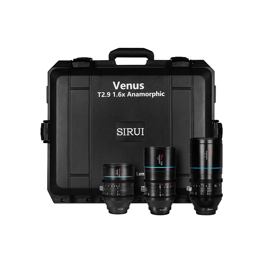 SIRUI Venus T2.9 1.6x Full-Frame Anamorphic 3-Lens Kit (35/75/150mm) with 1.25x Anamorphic Adapter