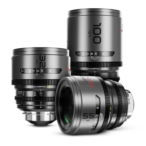 DZOFILM 32/55mm T2.1 & 100mm T2.4 Pavo 2x anamorphic Prime Cine Lens B Set PL&EF mount