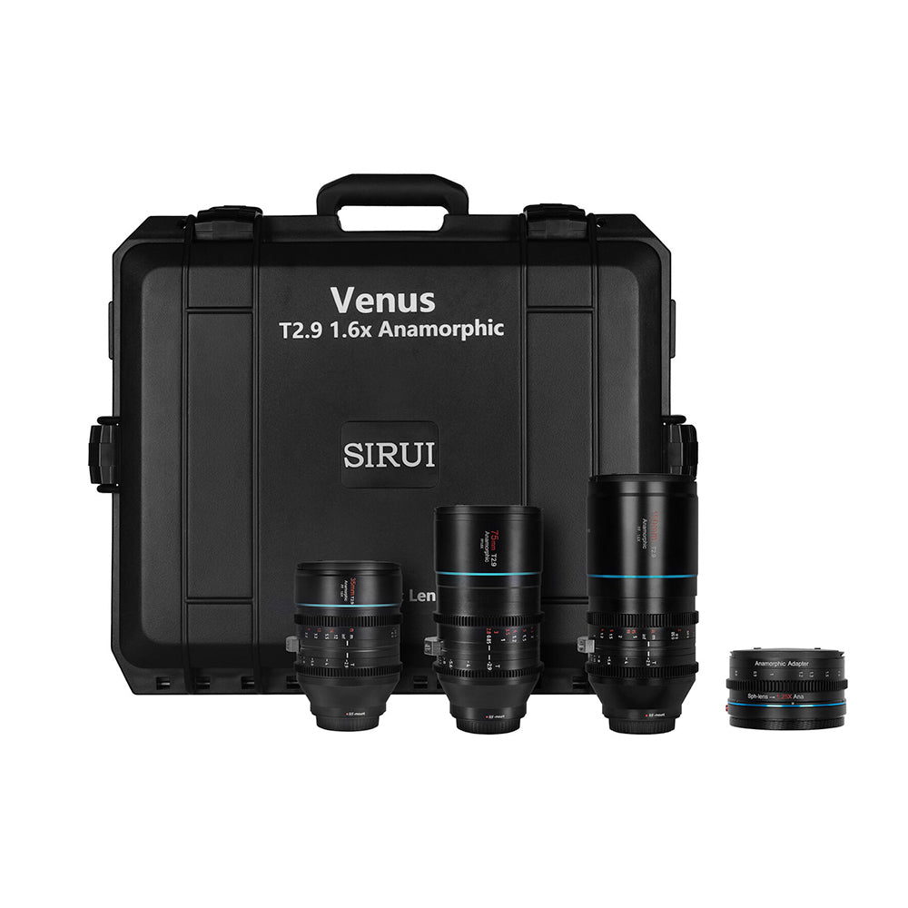 SIRUI Venus T2.9 1.6x Full-Frame Anamorphic 3-Lens Kit (35/75/150mm) with 1.25x Anamorphic Adapter