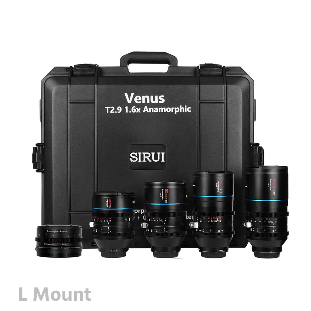 SIRUI Venus T2.9 1.6x Full-Frame Anamorphic 4-Lens Set (35/50/75/100mm) with 1.25x Anamorphic Adapter