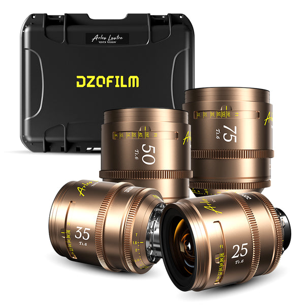 DZOFILM Arles Lustre 4-Lens Set Super Speed Vista Vision Cinema Prime Lens (Gold/PL Mount)