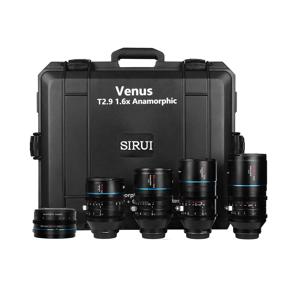 SIRUI Venus T2.9 1.6x Full-Frame Anamorphic 4-Lens Set (35/50/75/100mm) with 1.25x Anamorphic Adapter