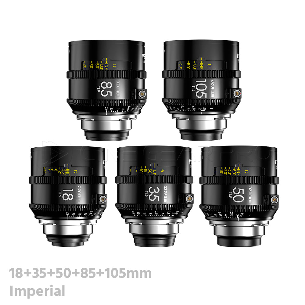 DZOFILM VESPID 2 Prime 5 Lens Set T1.9 Full Frame Cinema Lenses (PL Mount/Imperial)