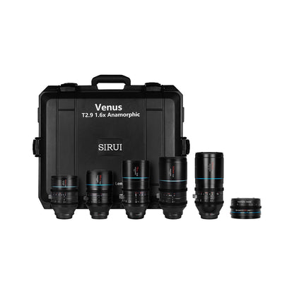 SIRUI Venus T2.9 1.6x 5-Lens Kit with Hard Case (35/50/75/100/150mm) with 1.25x Anamorphic Adapter