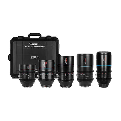 SIRUI Venus T2.9 1.6x 5-Lens Kit with Hard Case (35/50/75/100/150mm) with 1.25x Anamorphic Adapter