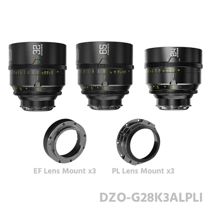 DZOFILM 24, 32, 65mm T2.8 Gnosis Macro Prime 3-Lens Kit (LPL with PL & EF Mounts)
