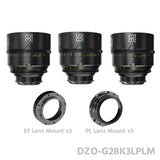 DZOFILM 32, 65, 90mm T2.8 Gnosis 3 Lens Set T2.8 Macro Prime Lens LPL+PL+EF Mount