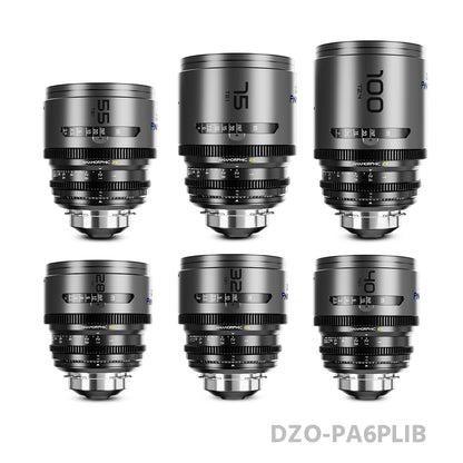 DZOFILM 28/32/40/55/75mm T2.1 & 100mm T2.4 Pavo 2x anamorphic Prime Cine Lens 6 Lens Set PL&EF mount