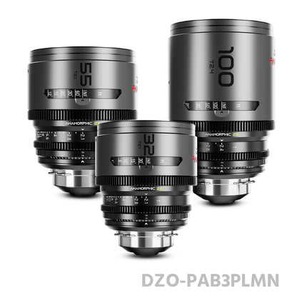 DZOFILM 32/55mm T2.1 & 100mm T2.4 Pavo 2x anamorphic Prime Cine Lens B Set PL&EF mount