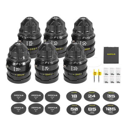 DZOFILM VESPID 2 Prime T1.9 Full Frame Cinema 6 Lens Set (PL Mount)