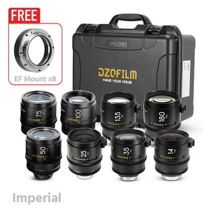 DZOFILM ARLES Super Speed 8-Lens Bundle Vista Vision cinema prime lens PL&EF Mount