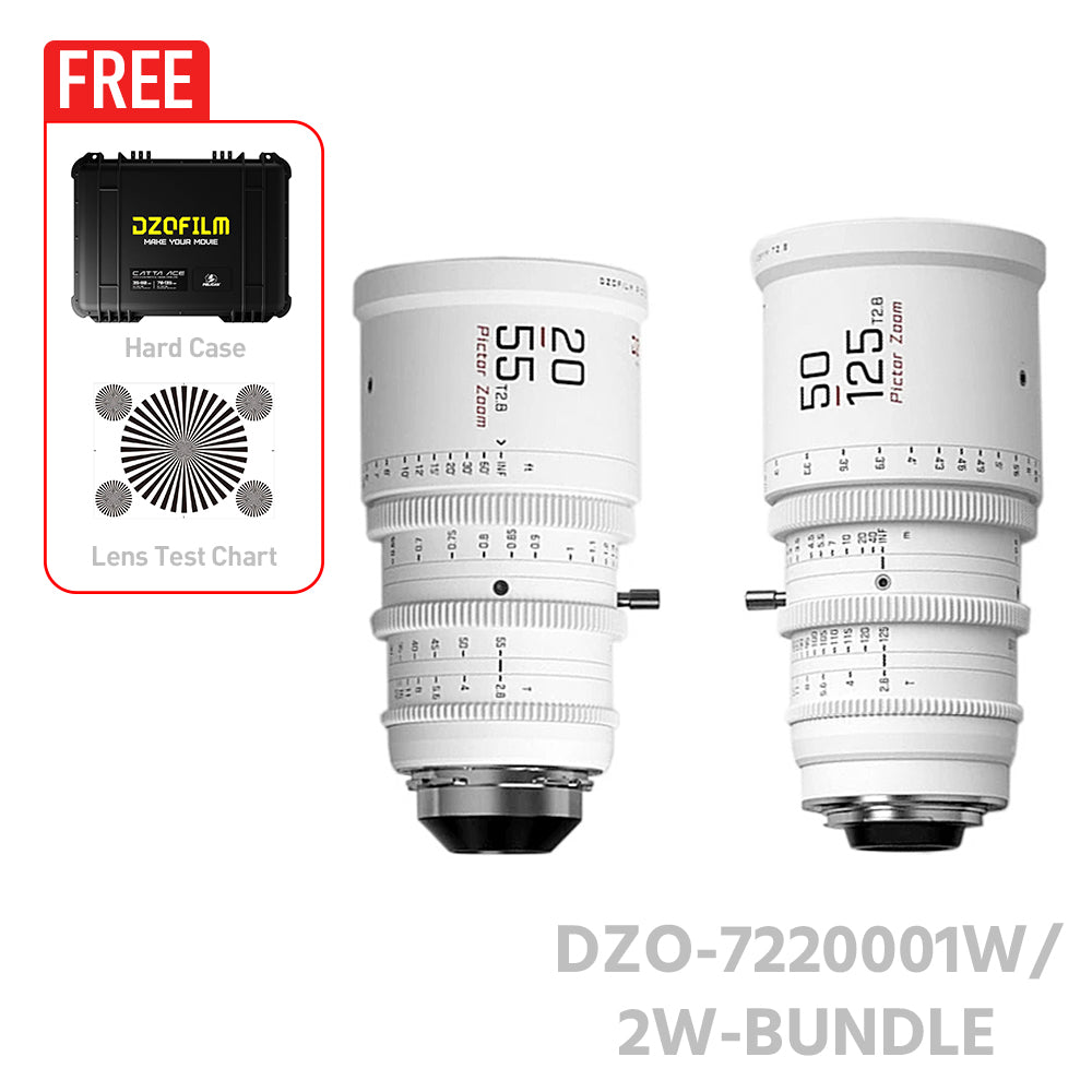 DZOFILM Pictor Zoom Dual Lens Bundle 20-55mm + 50-125mm T2.8 Limited Edition (PL&EF interchangeable Mount, White)