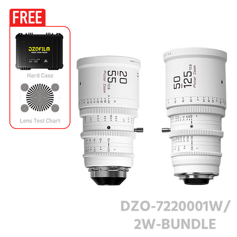 DZOFILM Pictor Zoom Dual Lens Bundle 20-55mm + 50-125mm T2.8 Limited Edition (PL&EF interchangeable Mount, White)