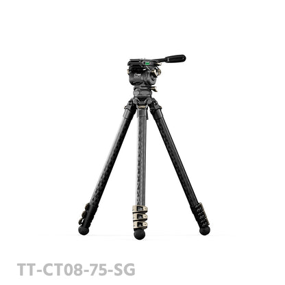 Tilta CT08 75mm Cine Fluid Head with 3-Stage Carbon Fiber Tripod Legs (8KG)