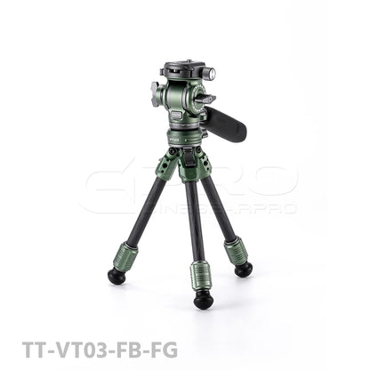 TILTA TT-VT03-FB Tabletop Video Fluid Head with 1-Stage Carbon Fiber Tripod Legs (3KG)