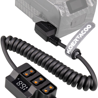 CGPro Male D-Tap to 3 Female D-Tap Power Splitter Hub Adapter With Voltmeter status LED
