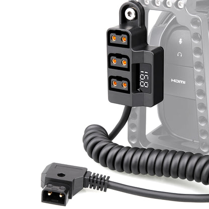 CGPro Male D-Tap to 3 Female D-Tap Power Splitter Hub Adapter With Voltmeter status LED
