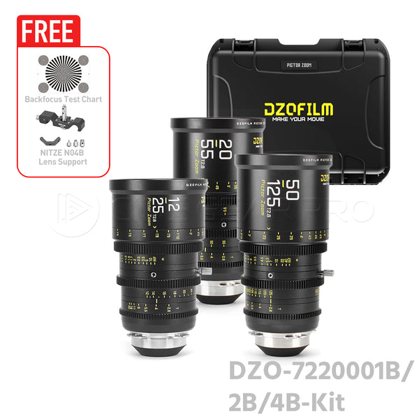 DZOFILM Pictor Zoom 3 Lens Bundle 12-25mm + 20-55mm + 50-125mm T2.8 (PL&EF interchangeable Mount, Black)