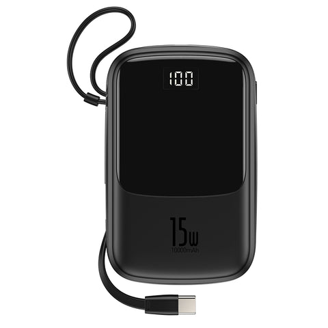 Baseus Q Pow Power Bank 3A 10000mAh Built in USB Type-C Cable Digital Display