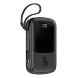 Baseus Q Pow Power Bank 3A 10000mAh Built in USB Type-C Cable Digital Display Battery - CINEGEARPRO