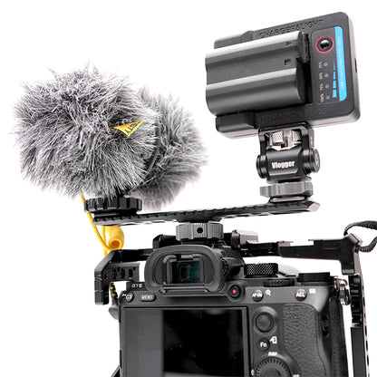 Vlogger Dual Cold Shoe Bracket Extension Bar with Built-in 1/4" and 3/8" Threads