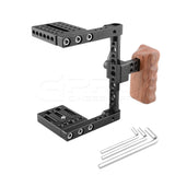 CGPro Compact Camera Half Cage Rig With NATO Left Handle Wooden Grip Rig/Kits - CINEGEARPRO