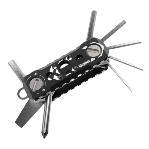 Vlogger Folding Screwdriver and Hex Key Utility Multi Tool (Black)