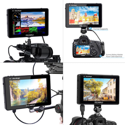 FEELWORLD LUT7S 7 Inch 2200nits 3D LUT Touch Screen DSLR Camera Field Monitor with Waveform VectorScope  - CINEGEARPRO