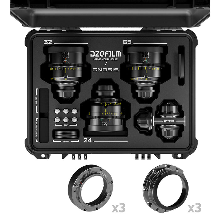 DZOFILM 24, 32, 65mm T2.8 Gnosis Macro Prime 3-Lens Kit (LPL with PL & EF Mounts)