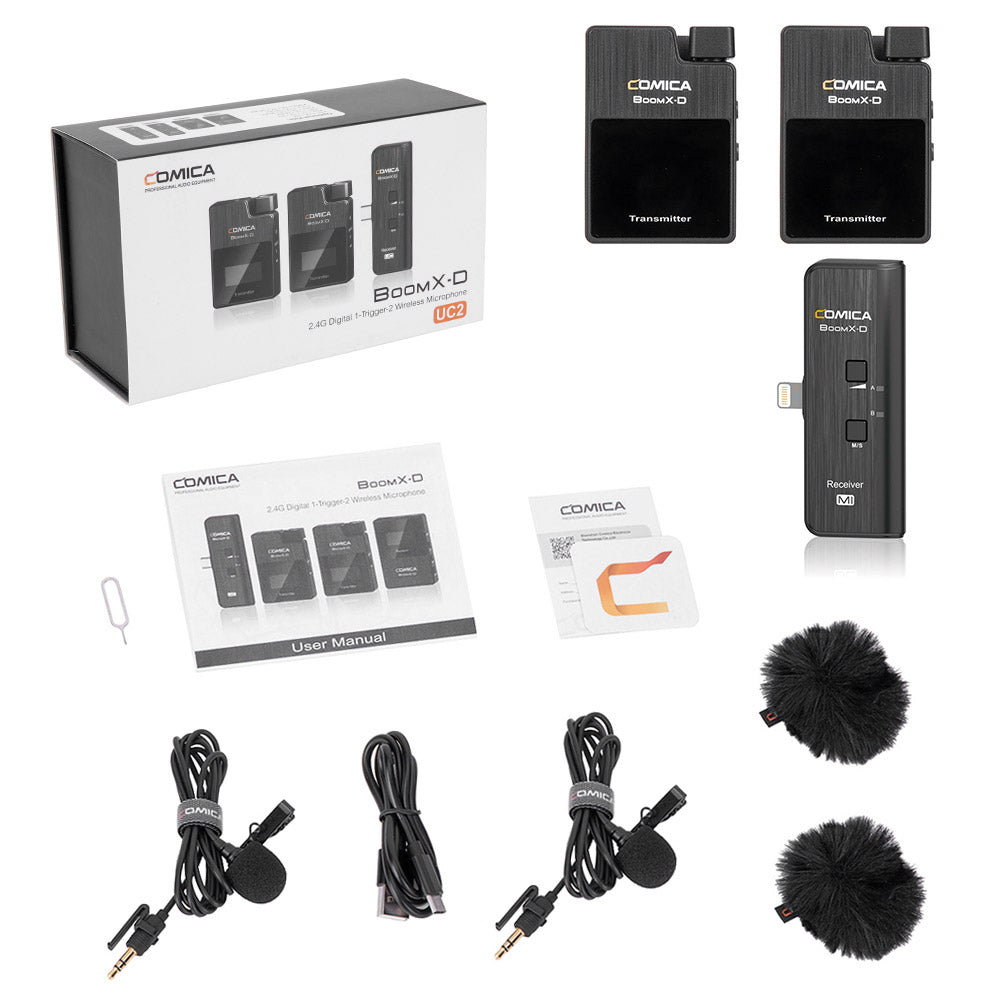 COMICA BoomX-D 2.4G Digital 1-Trigger-2 Wireless Microphone For Smartphone