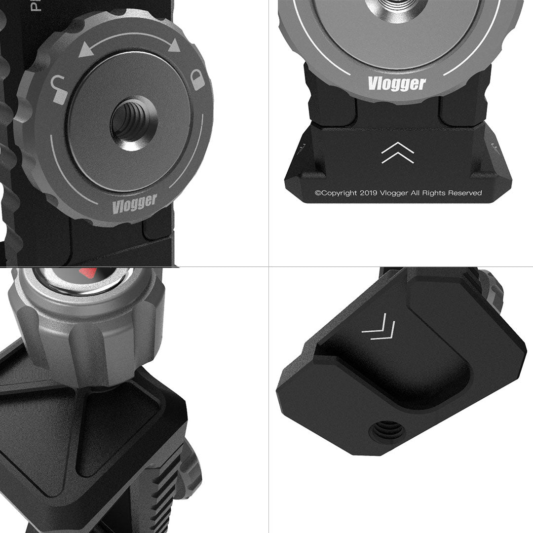 Vlogger Universal Adapter For Mobile phone and SSD With Built-in Cold Shoe Mount And 1/4 threaded holes Clamp - CINEGEARPRO